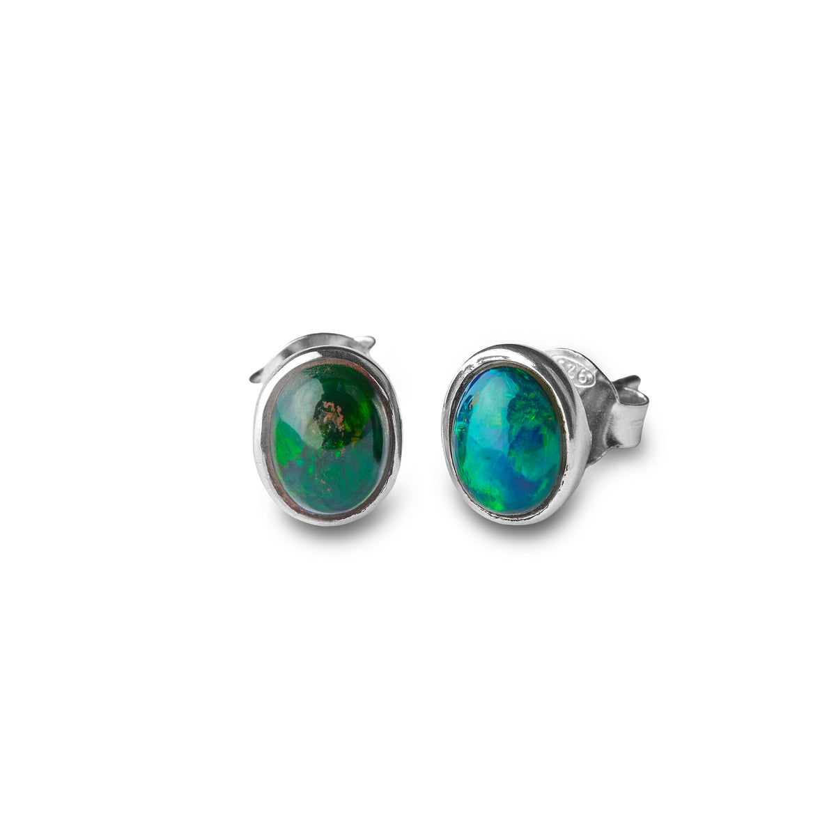 Black Opal Stud Earrings