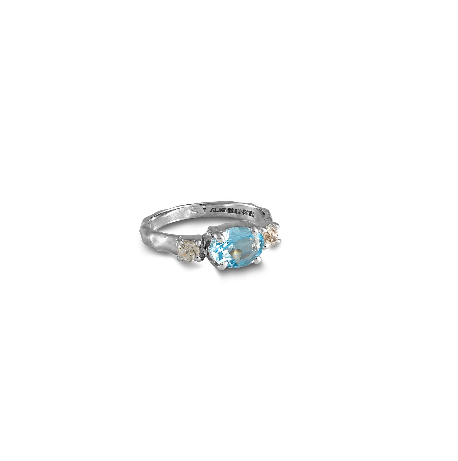 Blue Topaz and white topaz ring