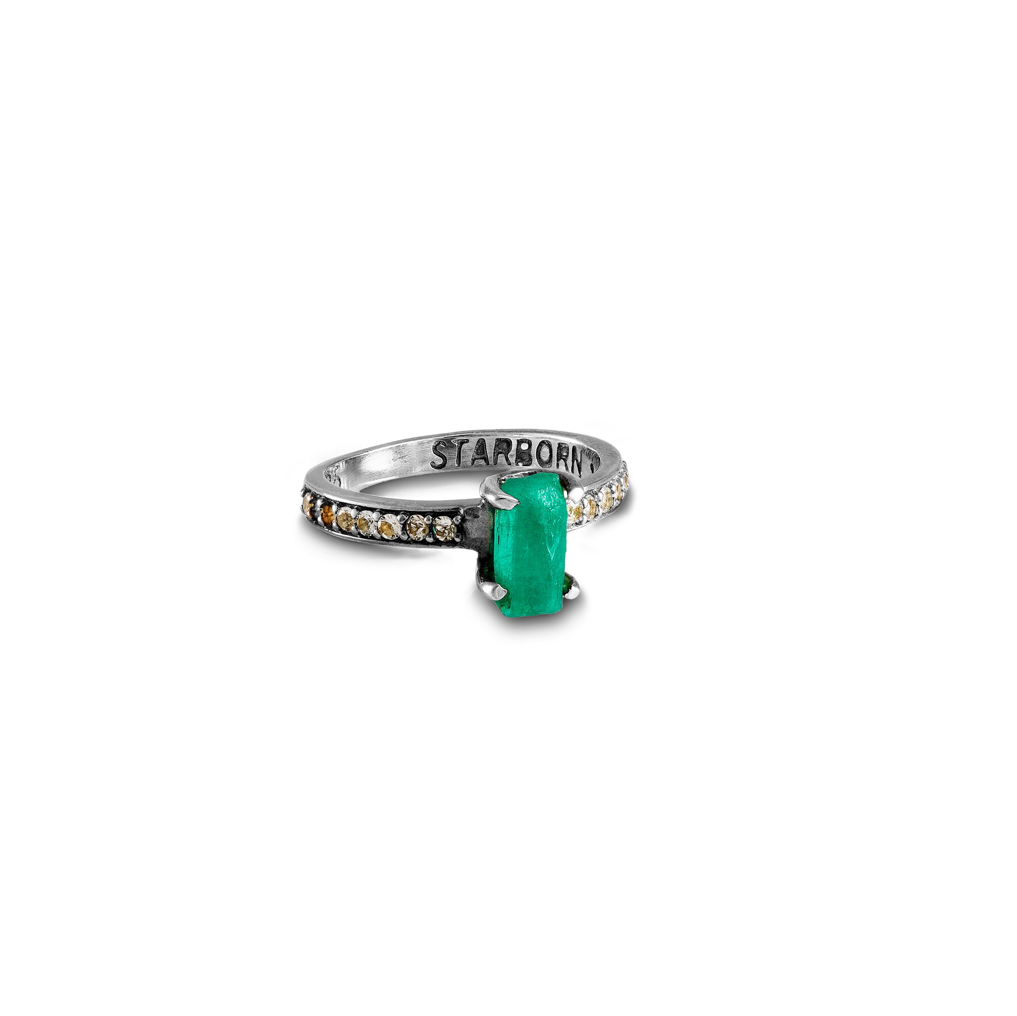 Emerald Crystal and White Topaz ring