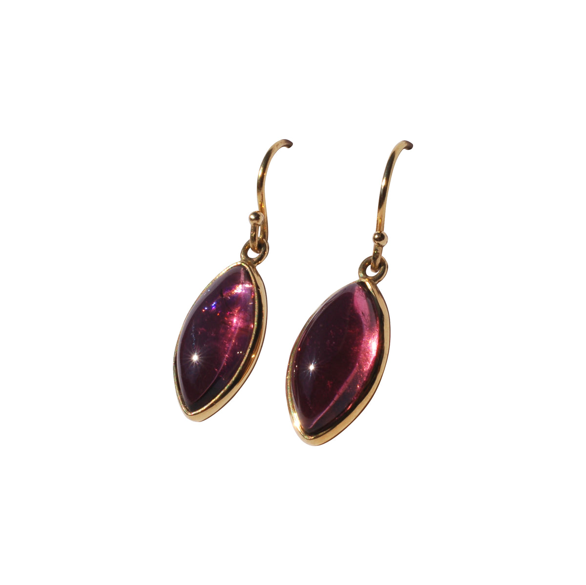 Rubelite gold earrings