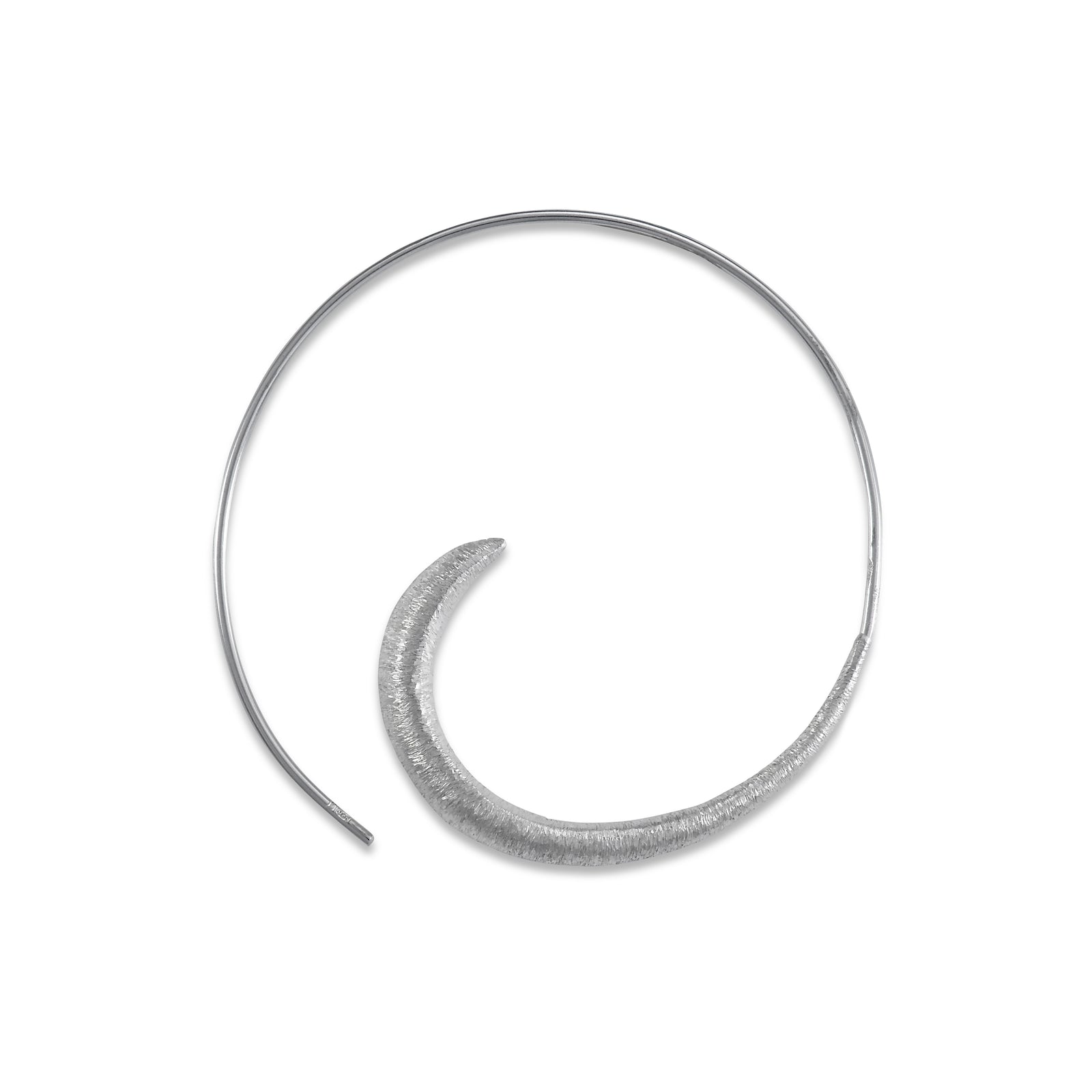 Large brushed silver spiral earrings