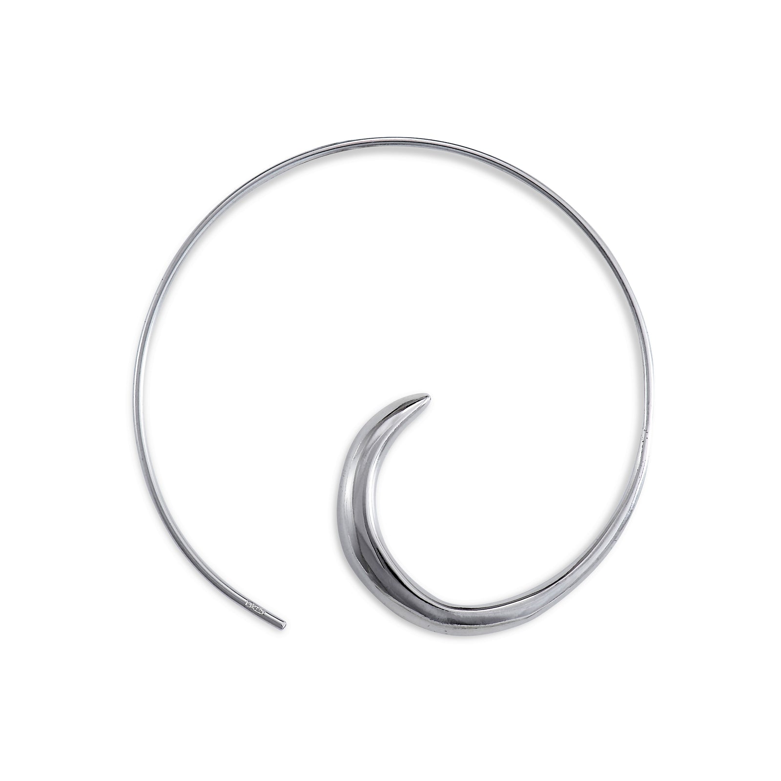 Large Plain Silver Spiral Earrings