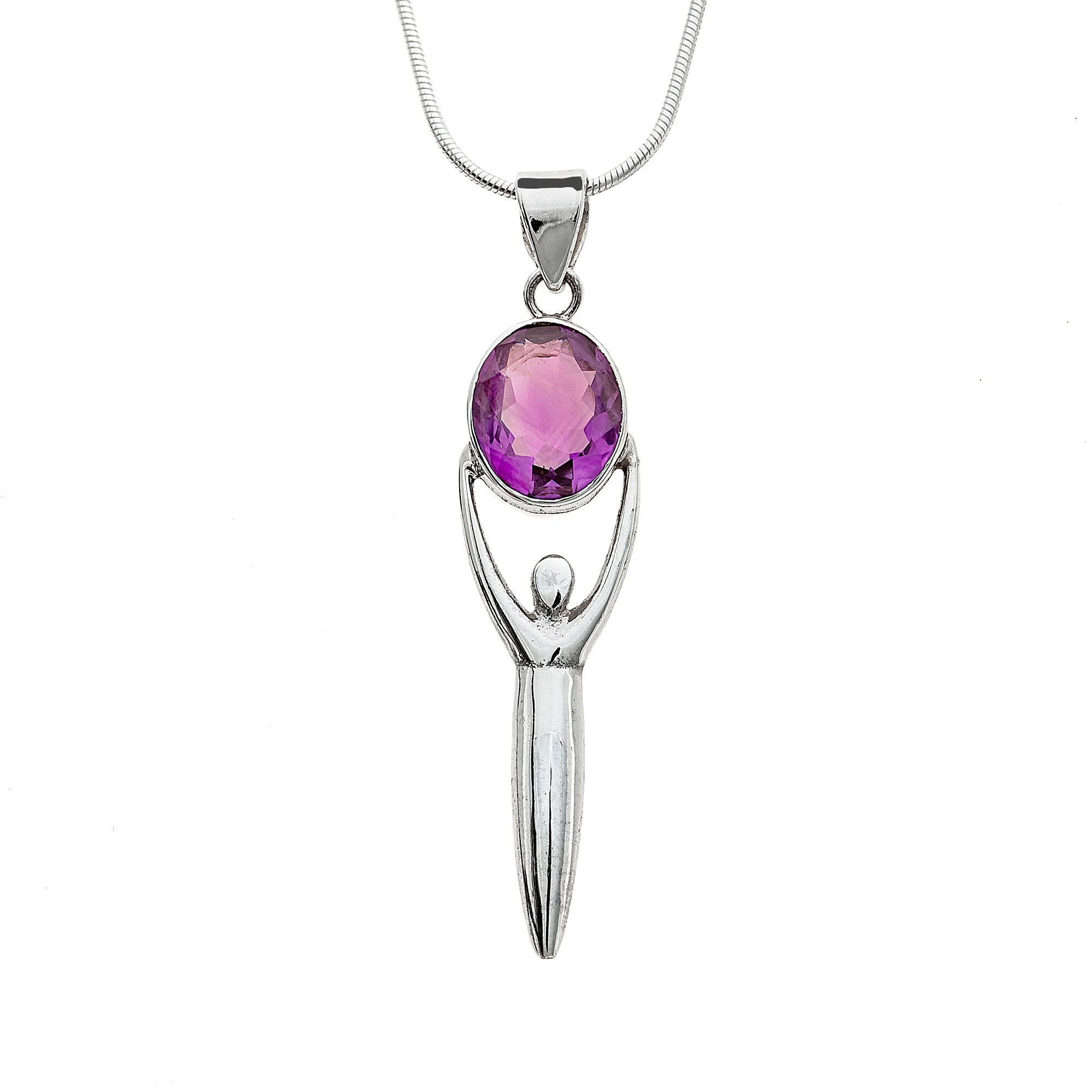 Goddess Pendant with facetted Amethyst