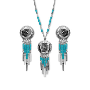 Native American 'Concho' style Turquoise and Silver Beaded Necklace