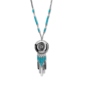 Native American 'Concho' style Turquoise and Silver Beaded Necklace