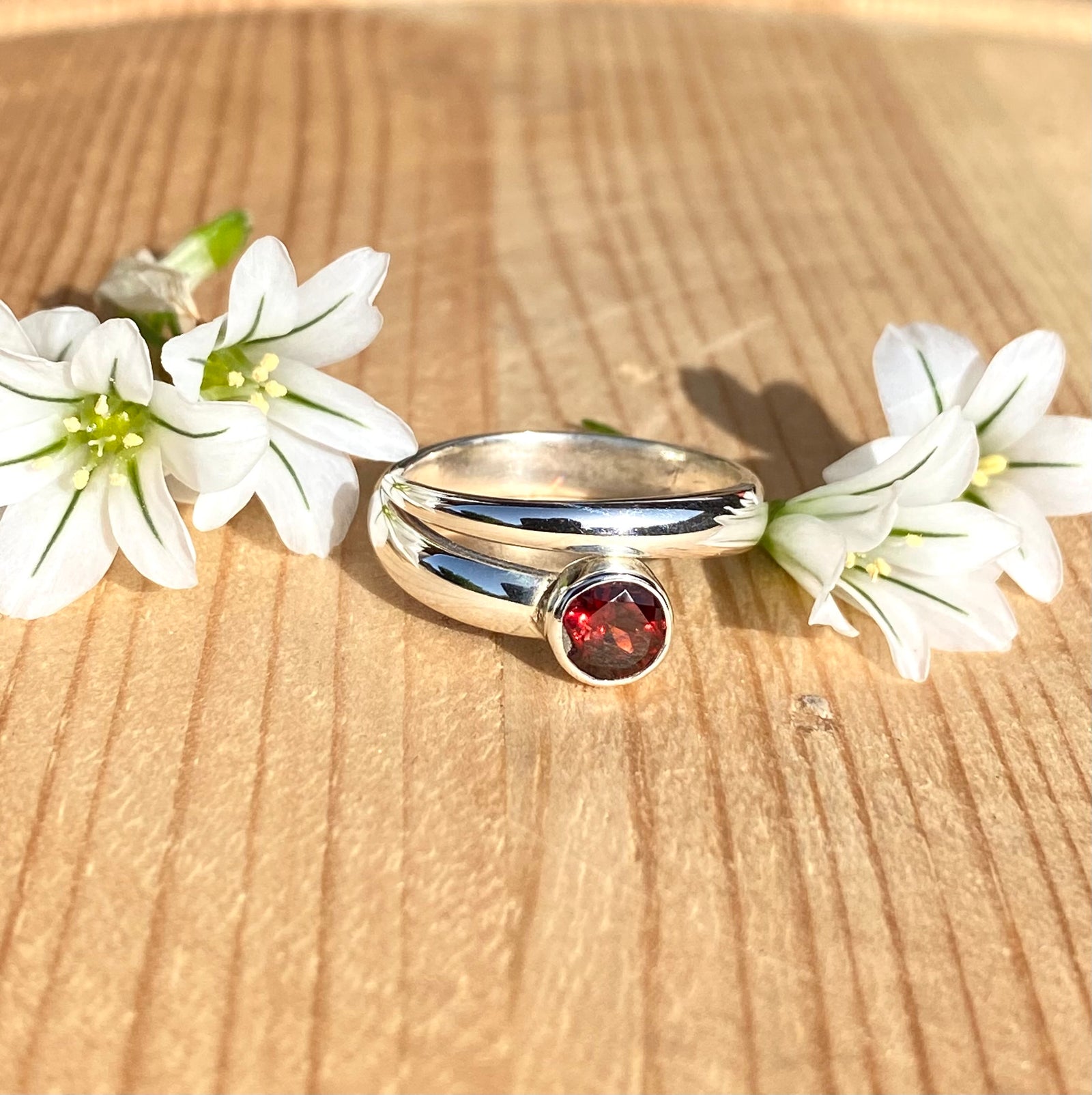 Garnet Swirl Ring