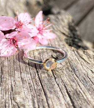 Rainbow Moonstone ring (thin band)
