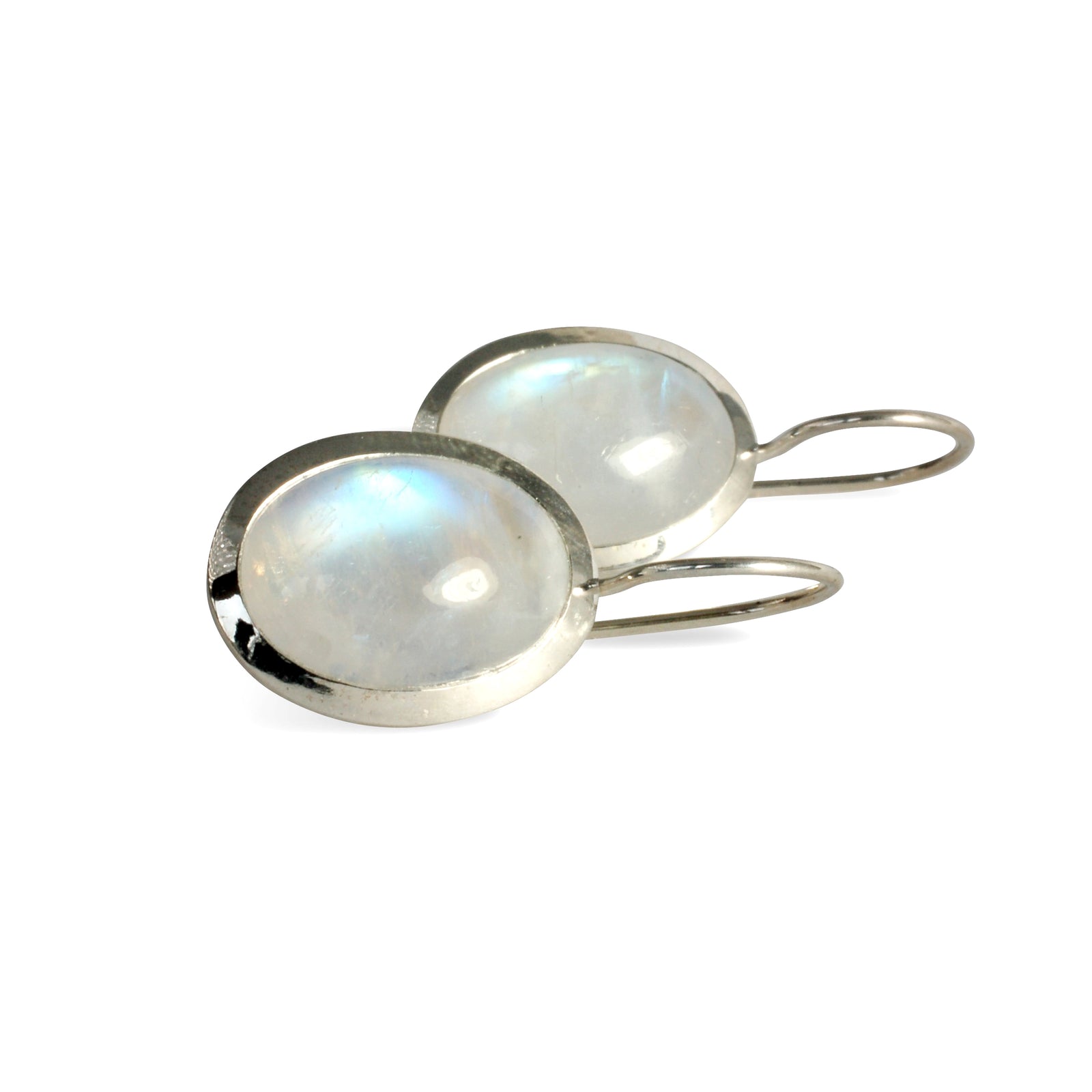 Rainbow moonstone oval earrings