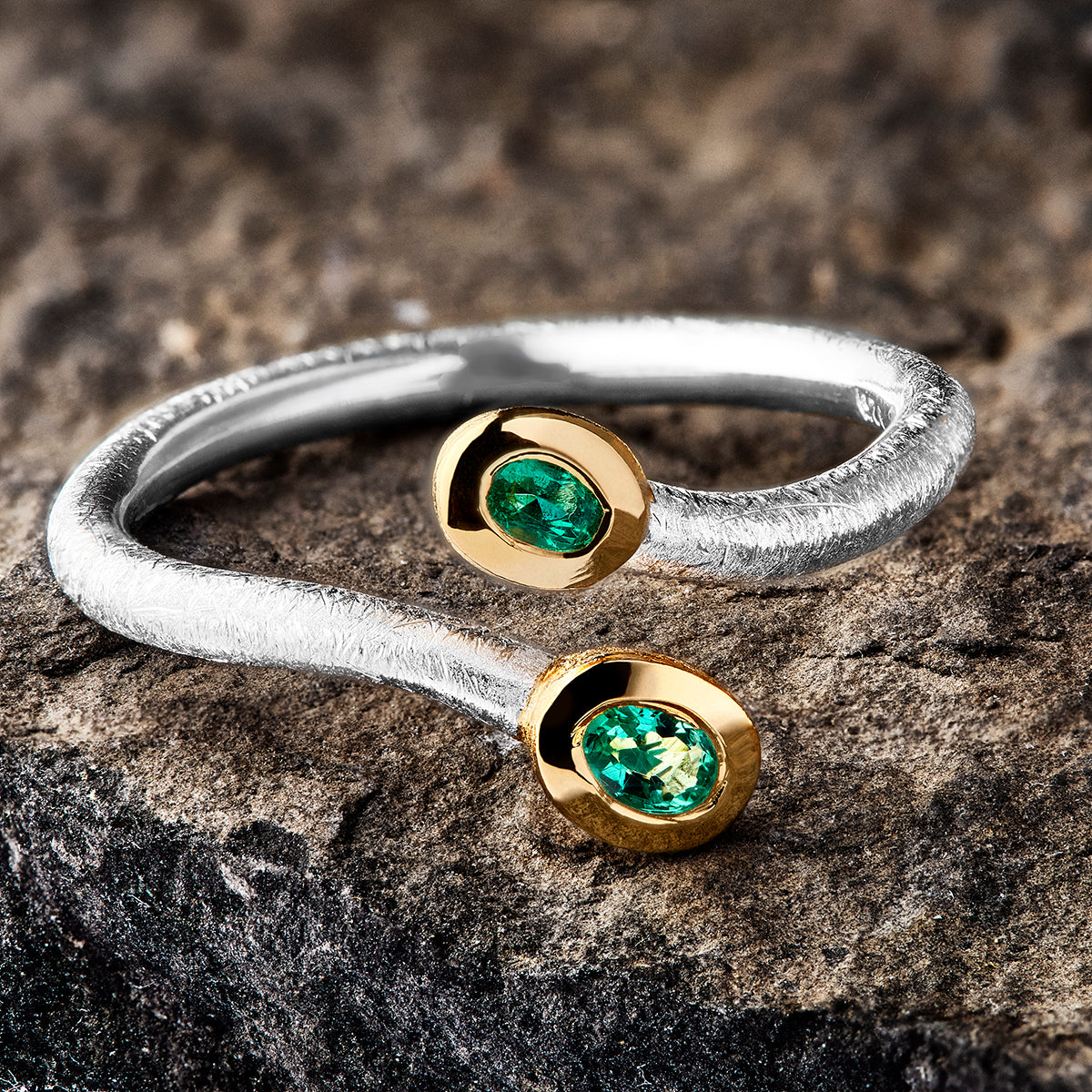 Emerald two stone ring