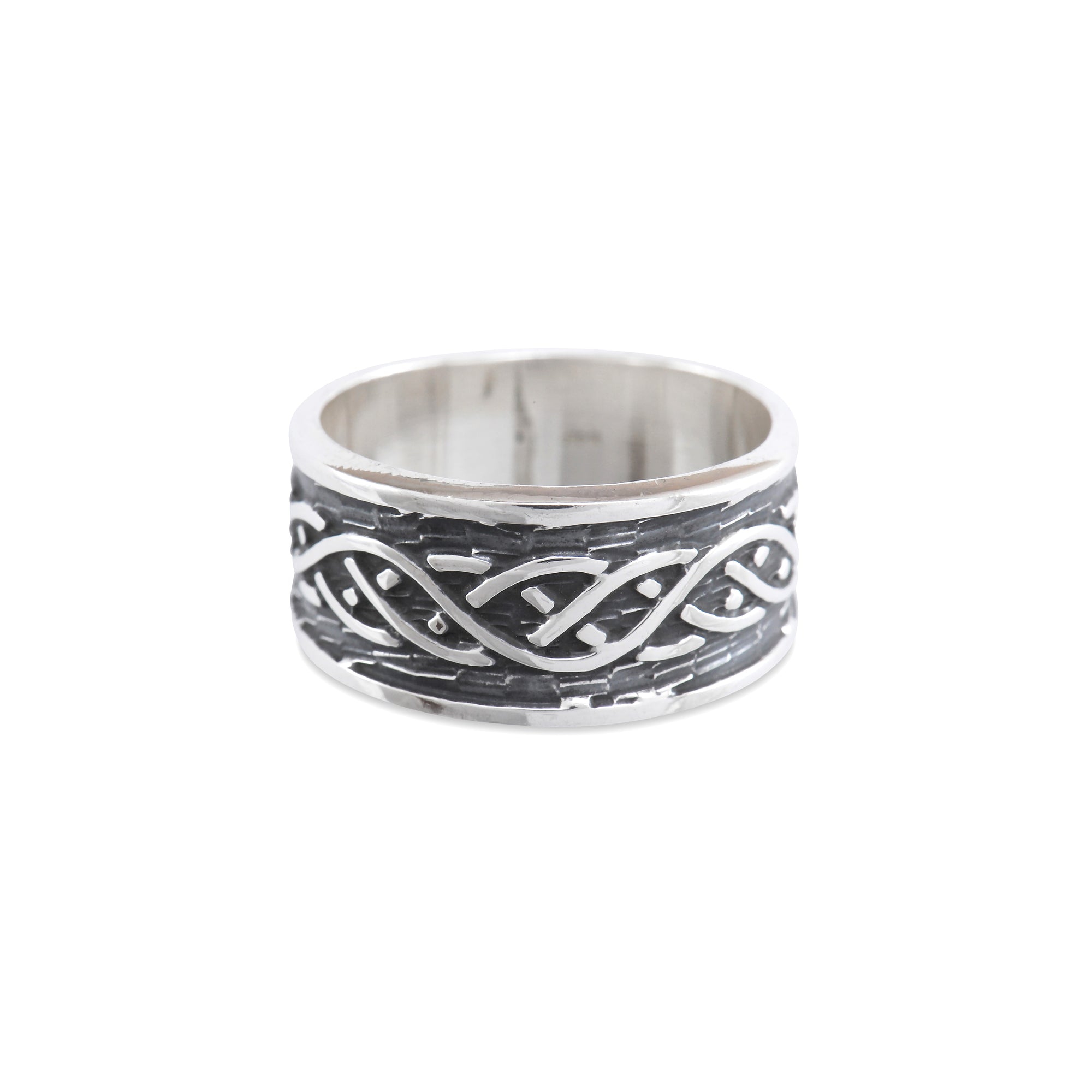 Silver ring with Celtic knot design