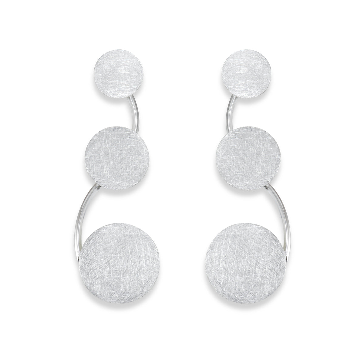 Brushed Sterling Silver Disc Earrings