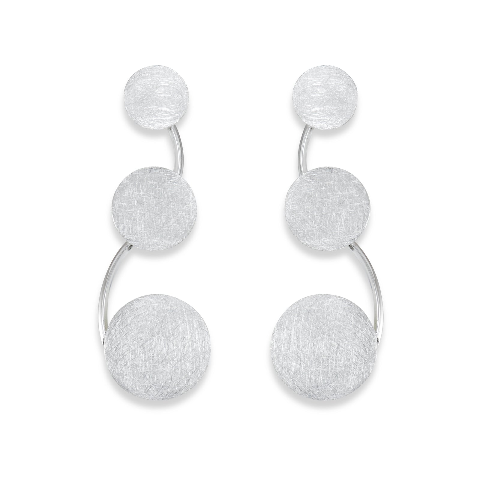 Brushed Sterling Silver Disc Earrings