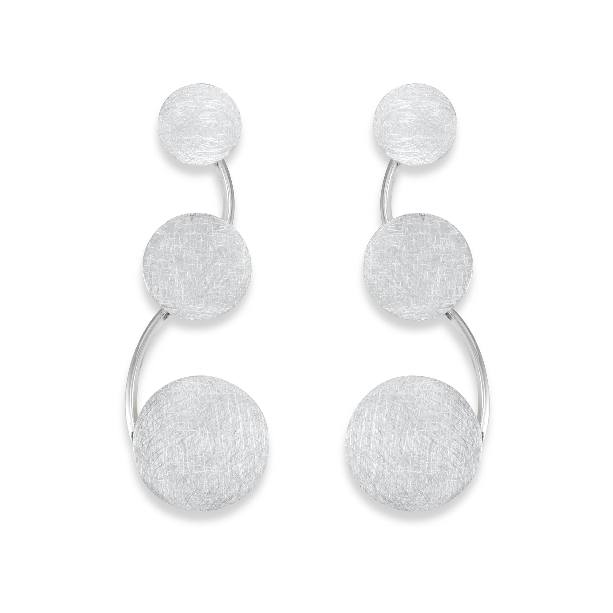 Brushed Sterling Silver Disc Earrings