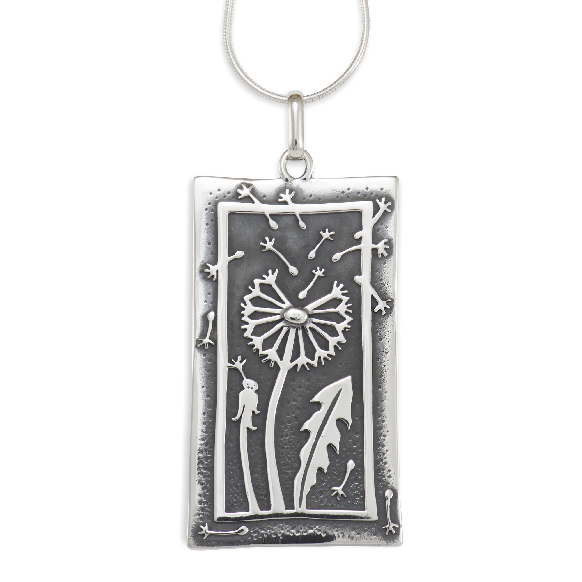 Dandelion silver pendant