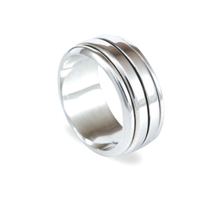 Flat Sterling Silver Spin Ring with line