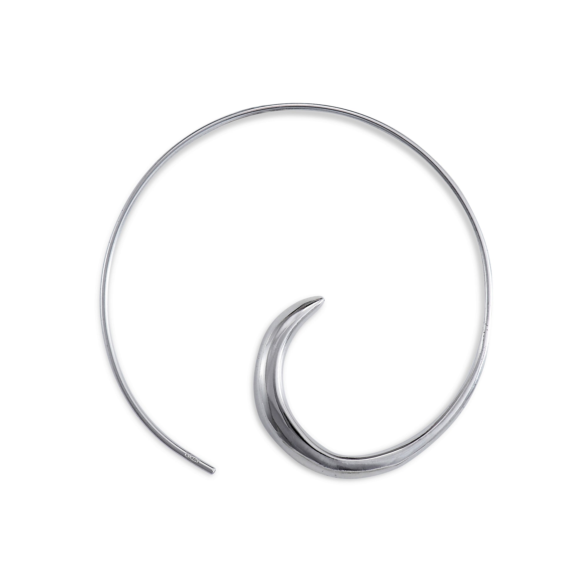 Large Plain Silver Spiral Earrings