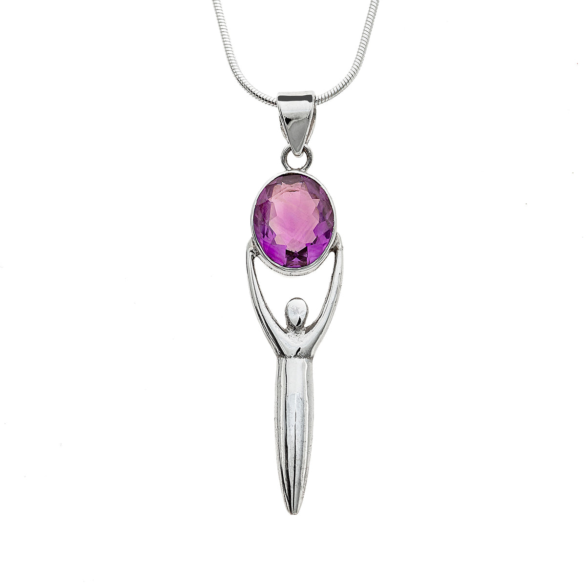 Goddess Pendant with facetted Amethyst