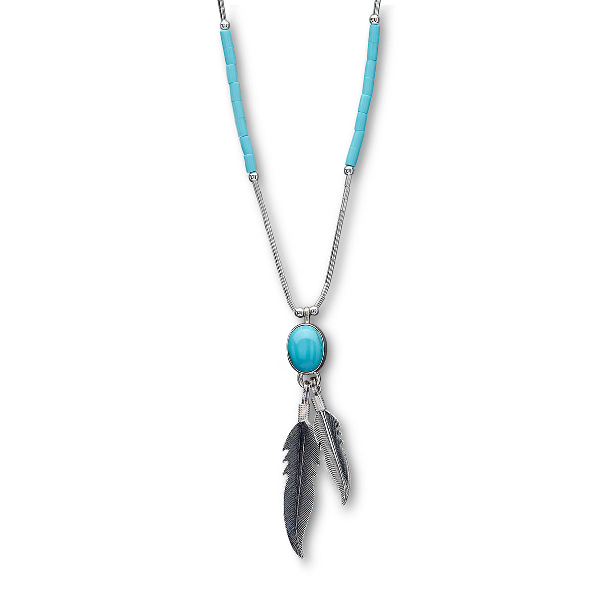 Turquoise Feather Necklace