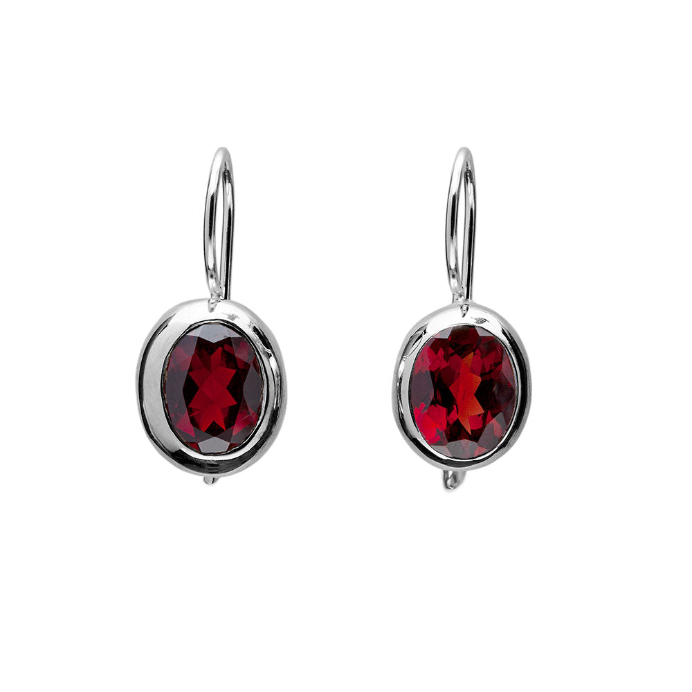 Garnet earrings faceted medium