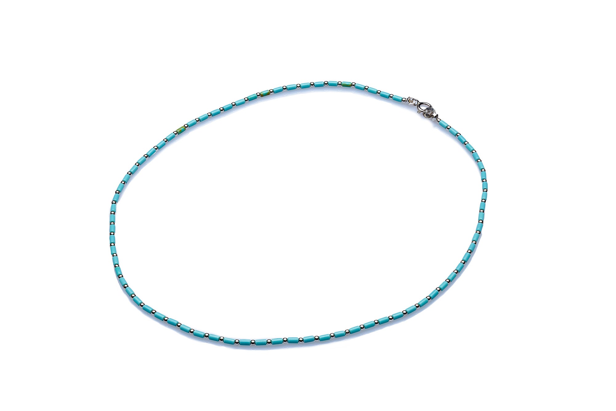 Turquoise and Silver beaded Necklace