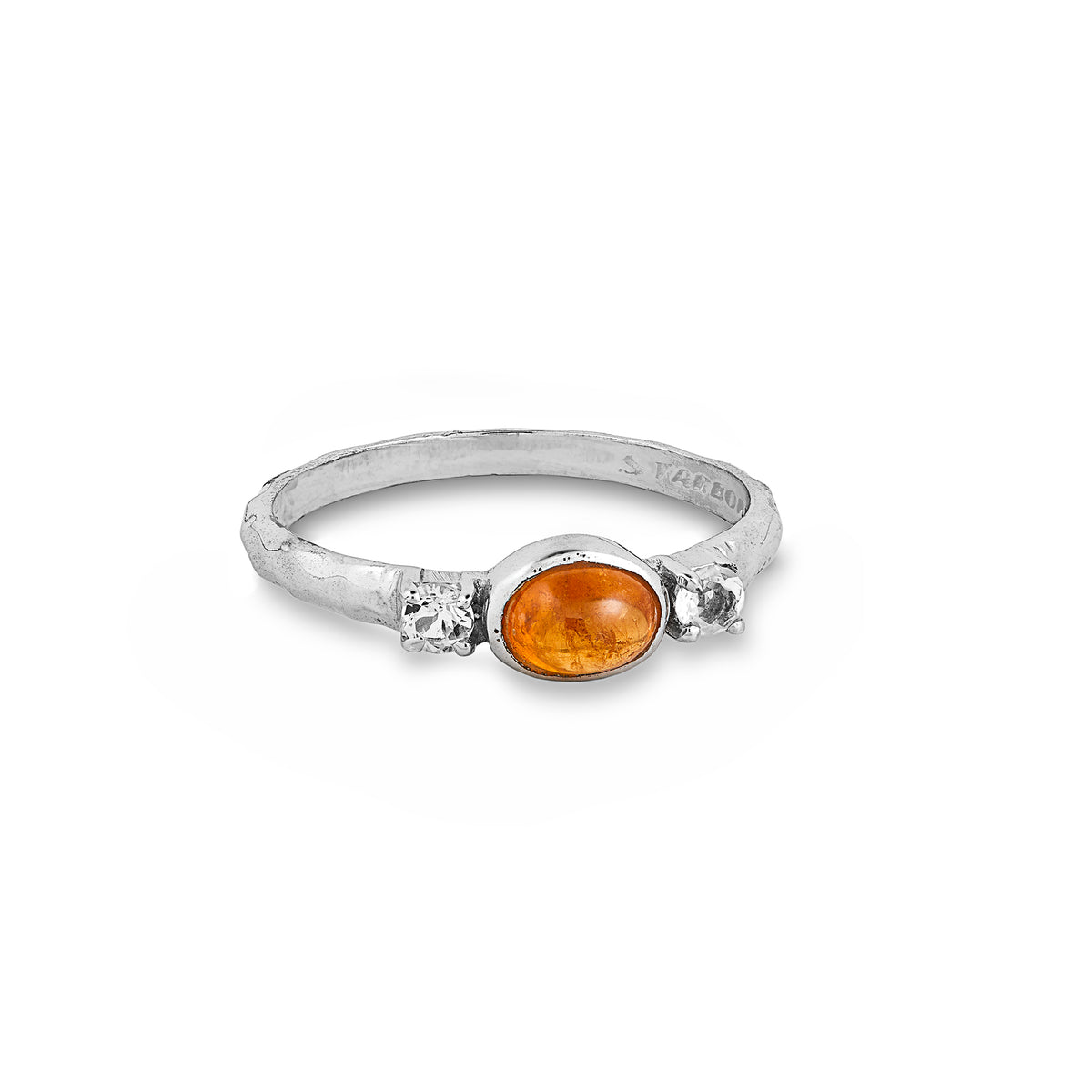 Spessartine Garnet &amp; White Topaz Ring