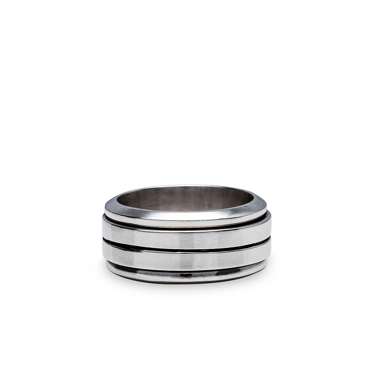 Flat Sterling Silver Spin Ring with line