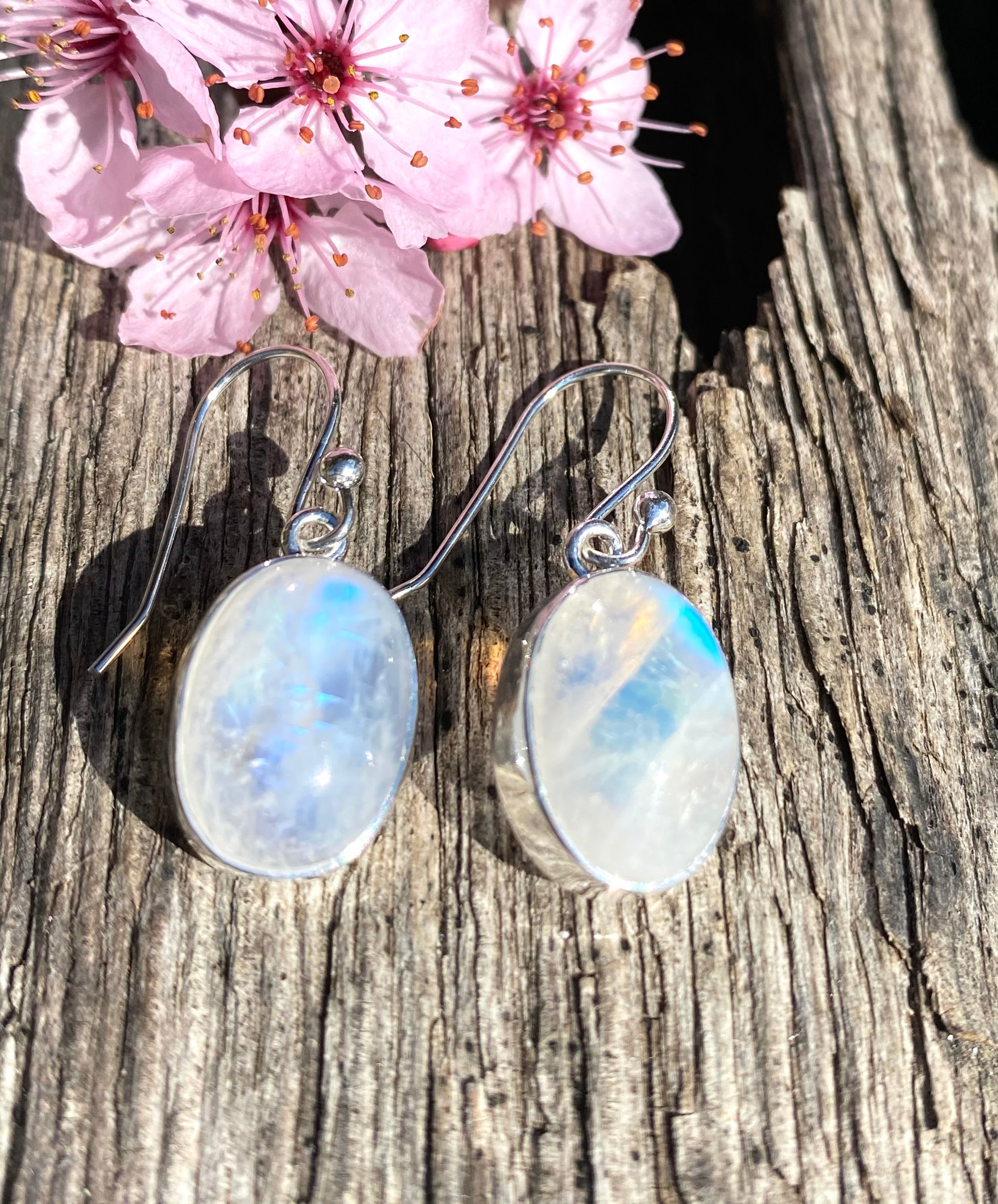 Rainbow Moonstone Earrings (medium)