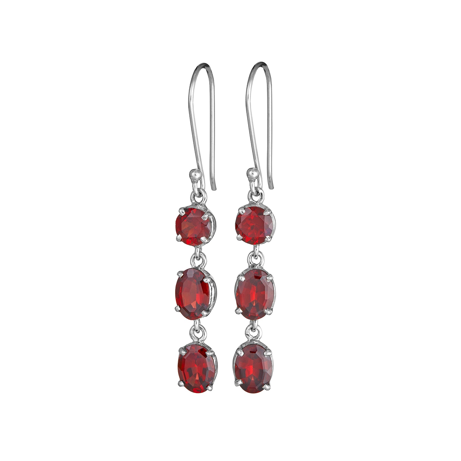 3 Stone garnet earrings