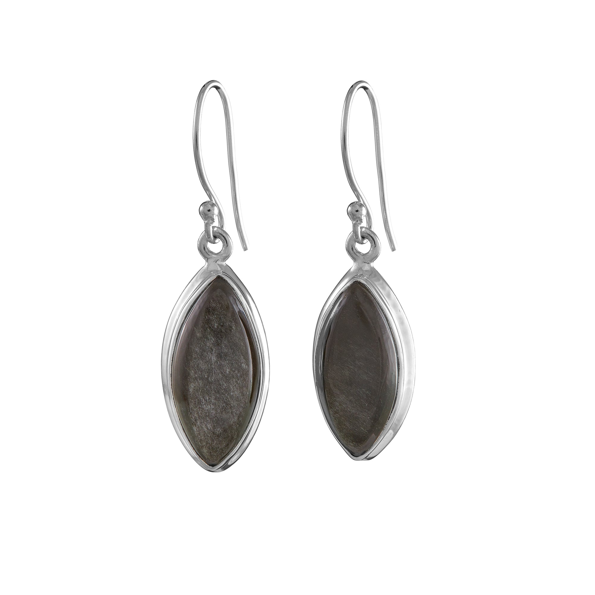 Silver sheen obsidian earrings