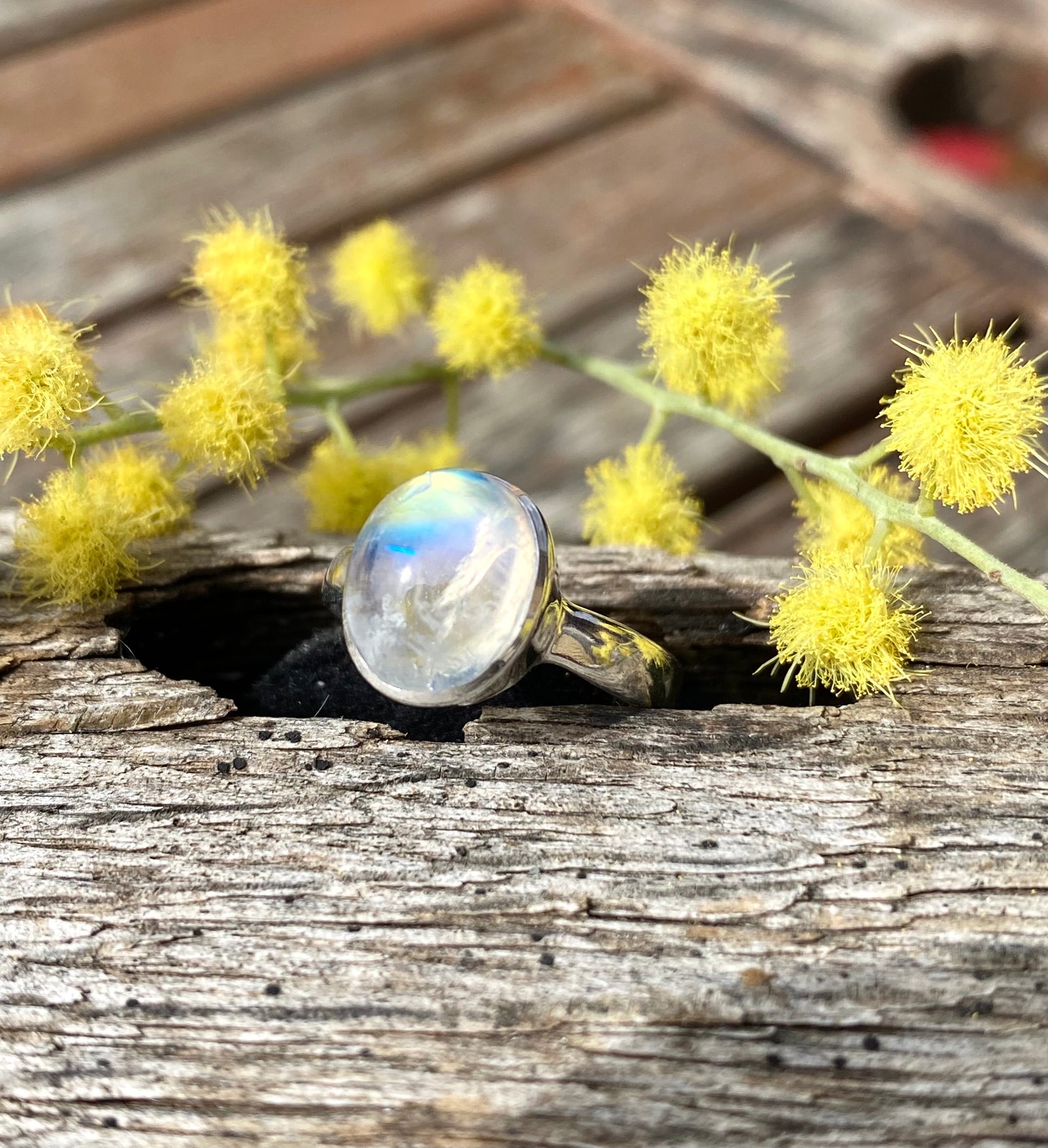 Rainbow Moonstone Ring