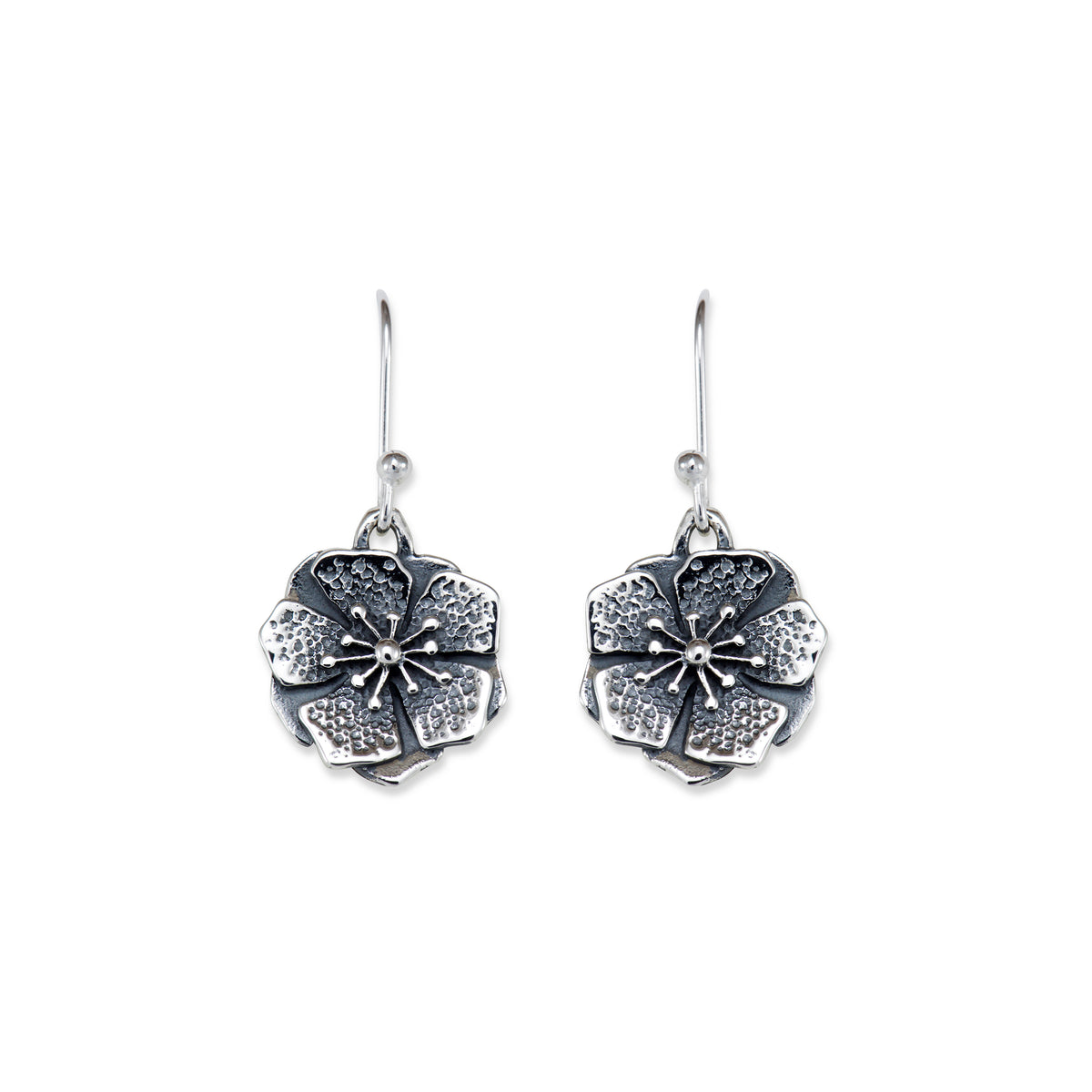 Small flower silver earrings