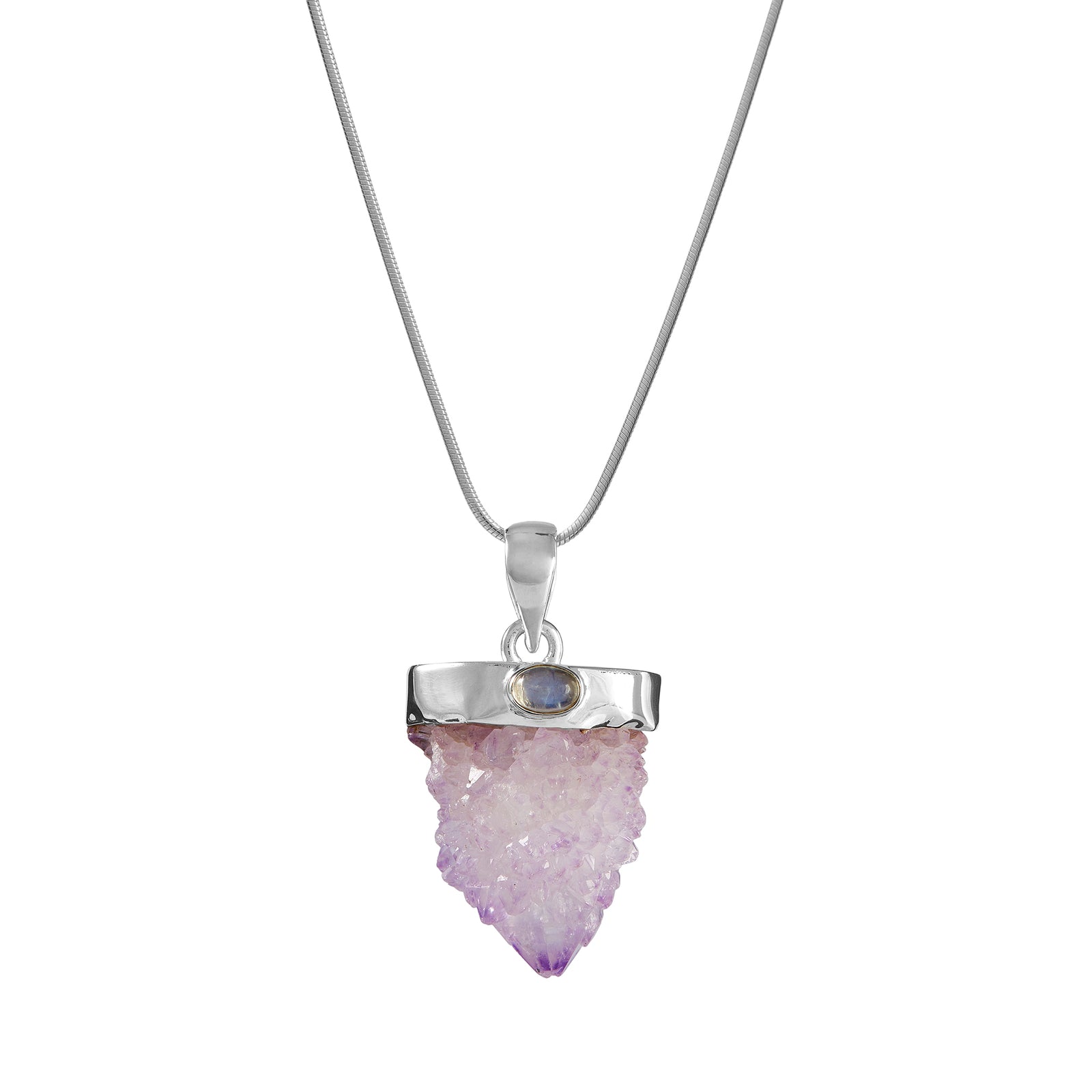Spirit Quartz Pendant with rainbow Moonstone